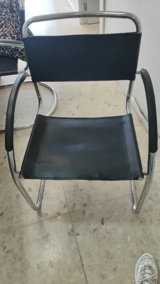 Silla de oficina moderna metal y piel