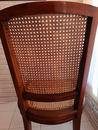 Sillas comedor estilo colonial nogal y rejilla