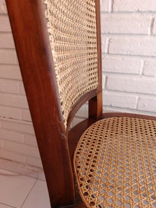 Sillas comedor estilo colonial nogal y rejilla