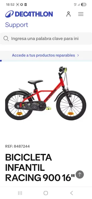 Bicicleta Infantil Btwin 16 pulgadas Roja nueva