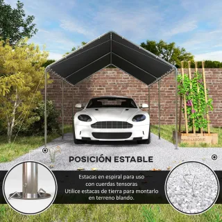 Carpa Garaje Coche 3x6m Gris