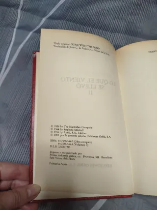 Libro de lo que el viento se llevó, en dos tomos
