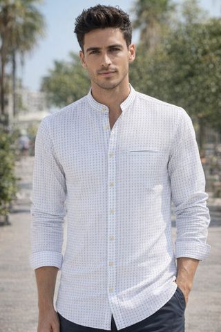 Camicia X-Cape Uomo Fantasia Pois Blu/Bianco Tagli