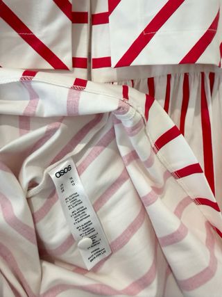 ASOS Striped Midi Dress Red & White Cotton T44