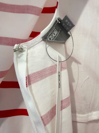 ASOS Striped Midi Dress Red & White Cotton T44
