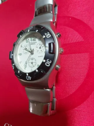 Reloj Philippe Arnol Cuarzo Cronógrafo Plateado.