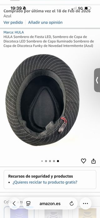 Sombrero HULA LED Fiesta Azul