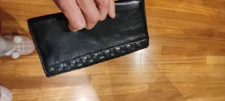 Cartera monedero negra tejida