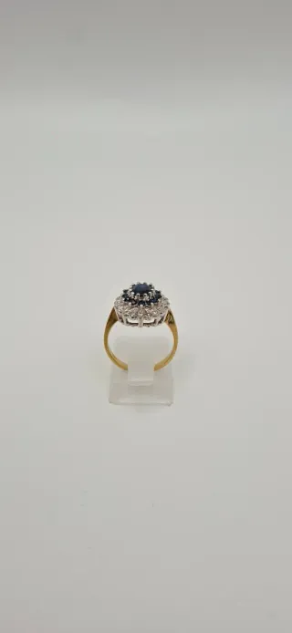 Anillo roseton Oro 18K Zafiros y Diamantes