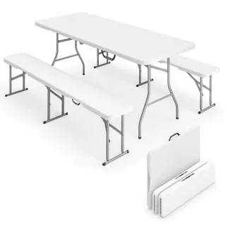 Conjunto Mesa y Bancos Plegables Camping