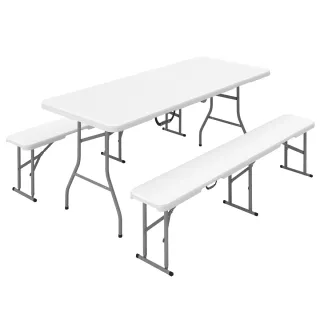 Conjunto Mesa y Bancos Plegables Camping