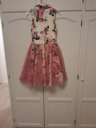 Vestido fiesta floral amarillo y rosa