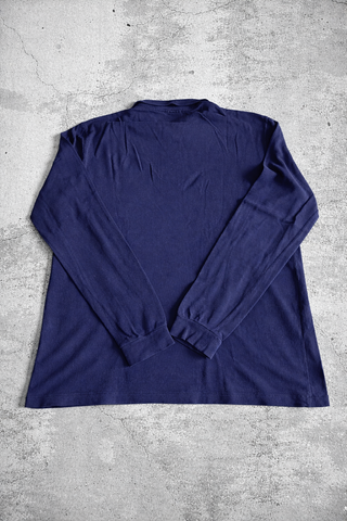 Polo Lacoste de manga larga azul con logo bordado