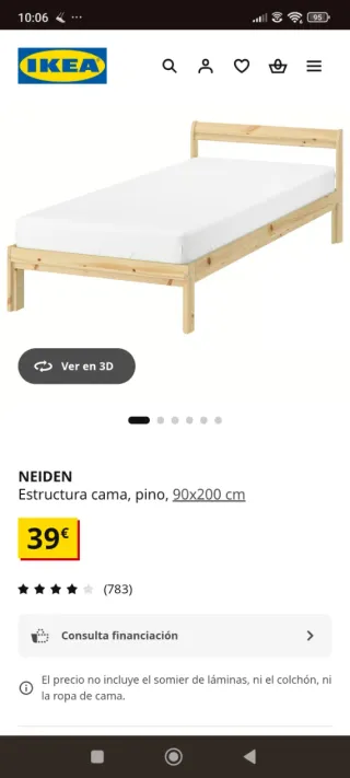 Cama IKEA Neiden individual + Somier Luröy