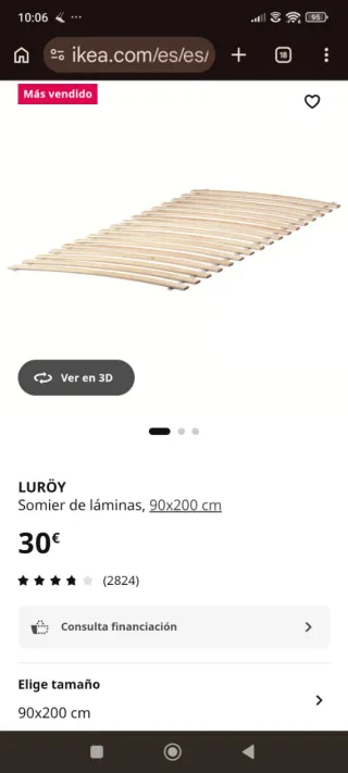 Cama IKEA Neiden individual + Somier Luröy