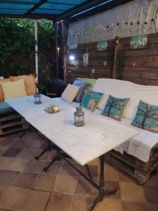 Conjunto de jardín mármol y madera palets Europeo
