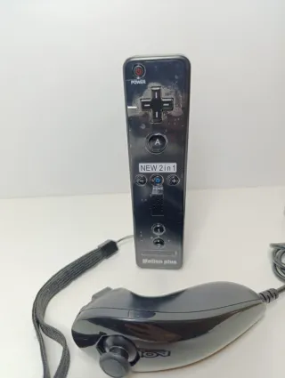 Mando Wii Motion Plus + Nunchuk Negro