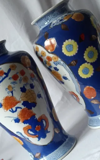 Pareja Jarrones Porcelana China Vintage 35cm