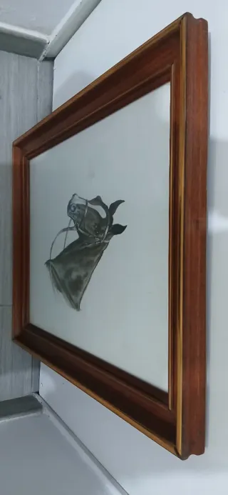 Cuadro. grabado de caballo de j. rivet