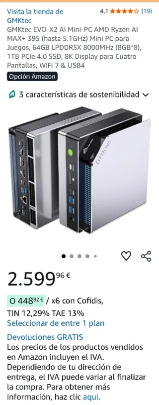 GMKtec Ordenador Ryzen AI MAX+ 395