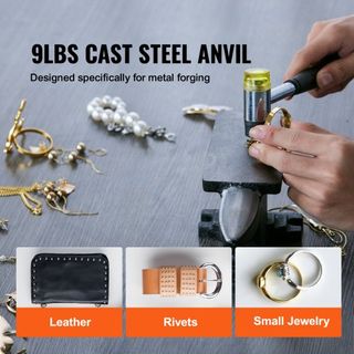 Yunque de Un Cuerno, Yunque de Acero Fundido de 4 kg, Yunque Redondo de Alta Dureza para Herreros, Diseño Compacto y Base Estable, Herramientas y Equipos de Forja, Herramienta de Metalistería para...