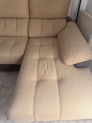 Sofá chaise longue beige 227 cm cómodo y amplio