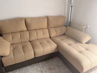 Sofá chaise longue beige 227 cm cómodo y amplio