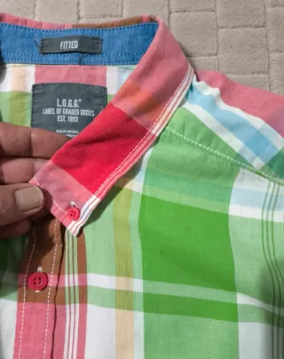 Camisa H&M cuadros verde y rojo
