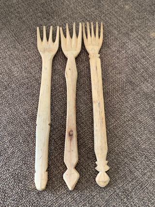 Set 3 forchette legno intagliate a mano