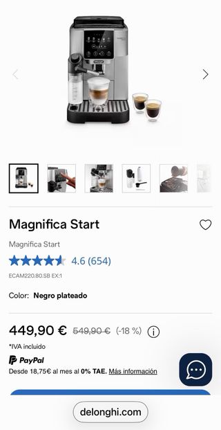 Cafetera Delonghi Magnífica Start