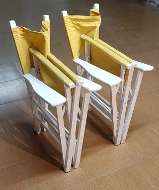 2 Sillones Plegables Madera y Loneta