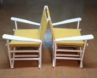 2 Sillones Plegables Madera y Loneta
