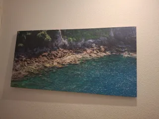 Cuadro paisaje marino rocas y agua