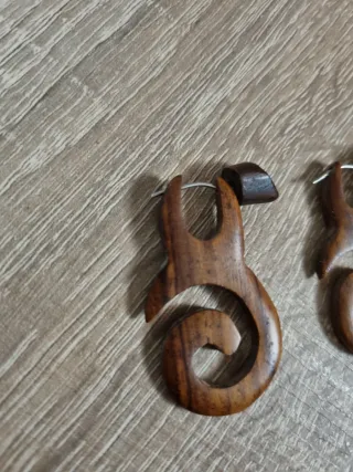 Pendientes Madera Espiral