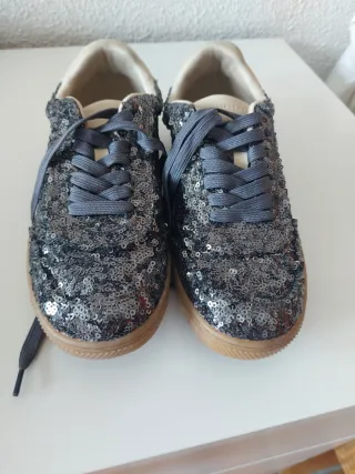 Zapatillas Zara Lentejuelas Grises