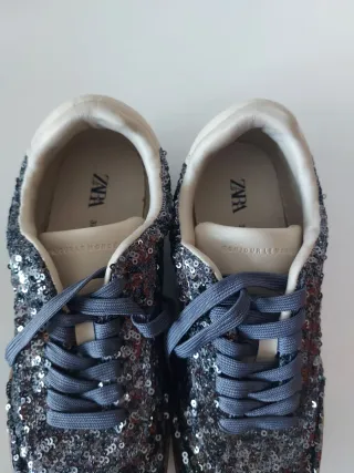 Zapatillas Zara Lentejuelas Grises