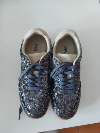 Zapatillas Zara Lentejuelas Grises