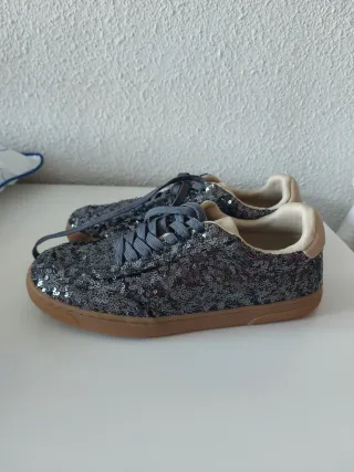 Zapatillas Zara Lentejuelas Grises