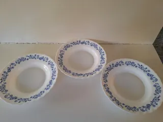 3 Platos Hondos Florales Azules
