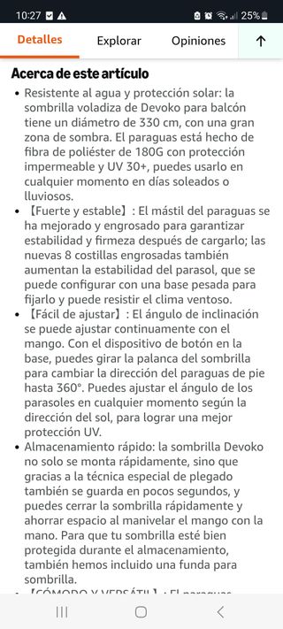 Sombrilla Colgante Jardín 300cm NUEVA