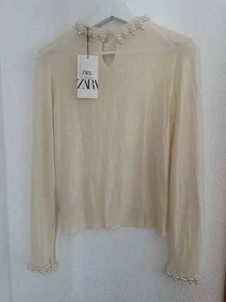 Jersey Zara T L con perlas