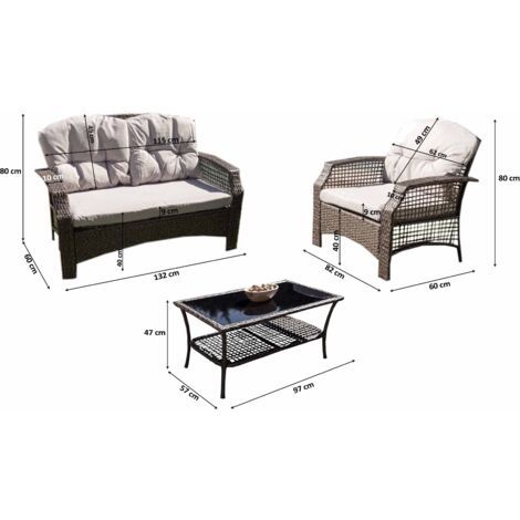Set Exterior Rattan Gris Oferta