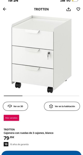 Cajonera IKEA TROTTEN 3 cajones con ruedas