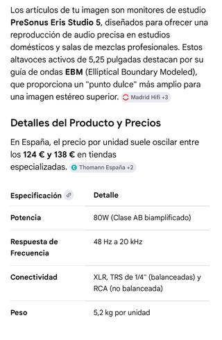 Monitor PreSonus Eris Studio 5 (Nuevo)