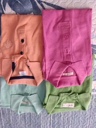 Lote 4 polos infantiles (naranja, rosa, verde)