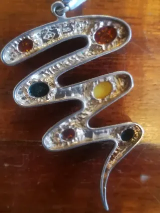 Ciondolo Argento e Ambra Serpente