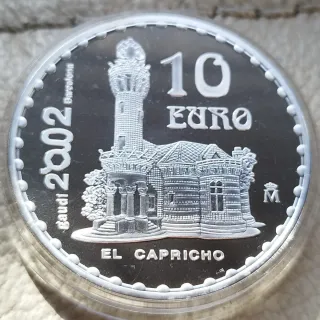 Moneda 10 Euro Plata El Capricho Gaudí 2002