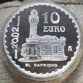 Moneda 10 Euro Plata El Capricho Gaudí 2002