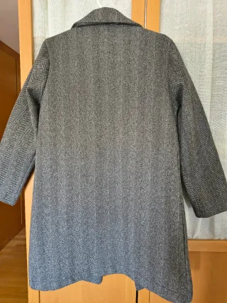 Abrigo paño espiga gris
