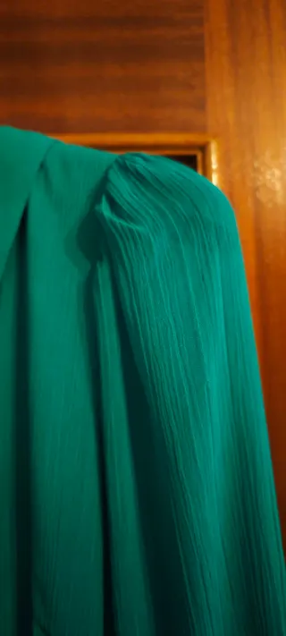 Vestido Mango Midi Plisado - Verde Turquesa